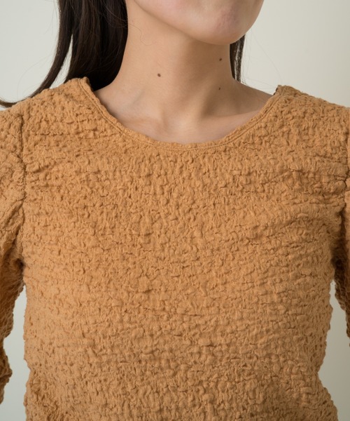 Kastane（カスタネ）の「ジャガードレースシャーリングT（Tシャツ/カットソー・レディース・ネイビー/グリーン/オレンジ/アイボリー/ピンク・FREE）」の16枚目の写真