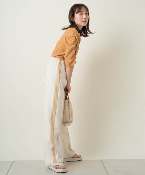 Kastane（カスタネ）の「ジャガードレースシャーリングT（Tシャツ/カットソー・レディース・ネイビー/グリーン/オレンジ/アイボリー/ピンク・FREE）」の13枚目の写真