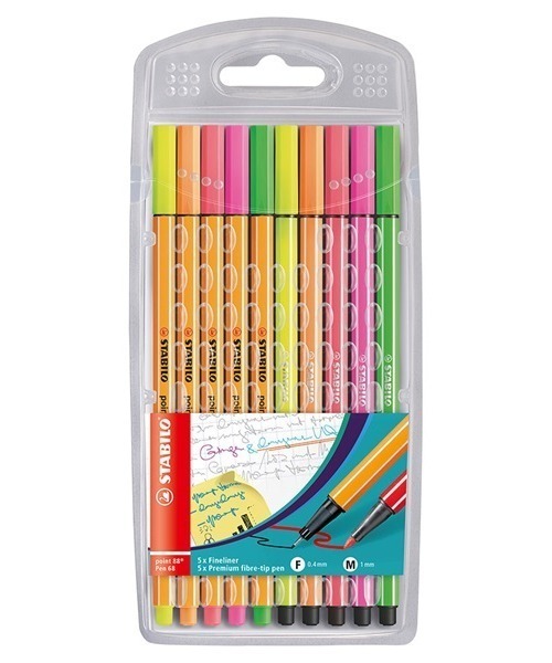 ポイント88 ペン68 蛍光 10色セット 水性ペン 水性インク 0.4mm 長寿命