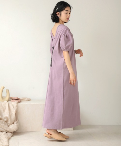 Bab（バブ）の「【WEB限定】２WAYデザインロングワンピース（ワンピース・レディース・パープル/オフホワイト/チャコール・38）」の10枚目の写真