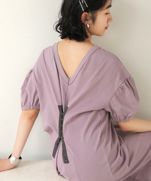 Bab（バブ）の「【WEB限定】２WAYデザインロングワンピース（ワンピース・レディース・パープル/オフホワイト/チャコール・38）」の18枚目の写真