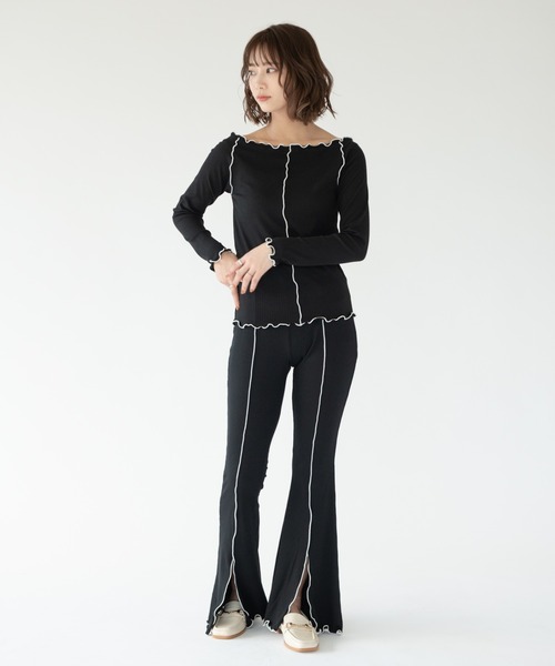 VRIA CHARME（バリアシャルム）の「リブメロウスリットフレアパンツ（その他パンツ・レディース・ライトグリーン/ブルー/ブラック/チャコールグレー・FREE）」の18枚目の写真