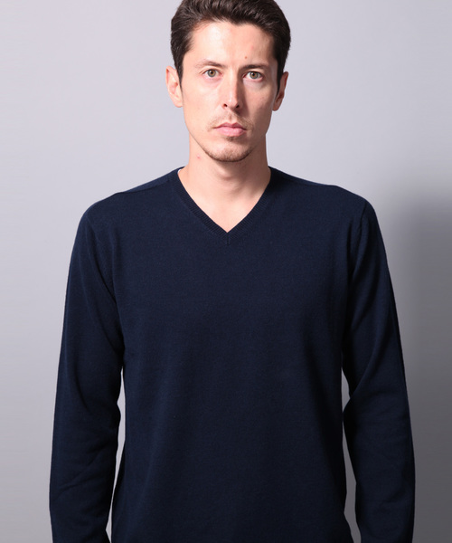 chiclin チクリン『 カシミヤウールニット』 長袖 ネイビー Calvin Klein（カルバン・クライン）の「ウールカシミヤナイロン