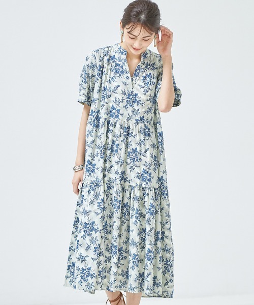 Cookie Chocolate(クッキーチョコレート)の「フラワー×ストライプシャツワンピース(ワンピース・レディース・ピンク/ブルー・MEDIUM)」の12枚目の写真