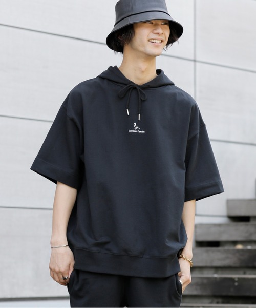 ADMIX/ATELIER SAB MEN（アドミックスアトリエサブメン）の「【 London Denim × No.sweat コラボ 】ミニ裏毛 オーバーサイズ プルオーバー パーカー（半袖）（パーカー・メンズ・オフホワイト/ブラック/ベージュ/カーキ/ネイビー/サーモンピンク・FREE）」の7枚目の写真