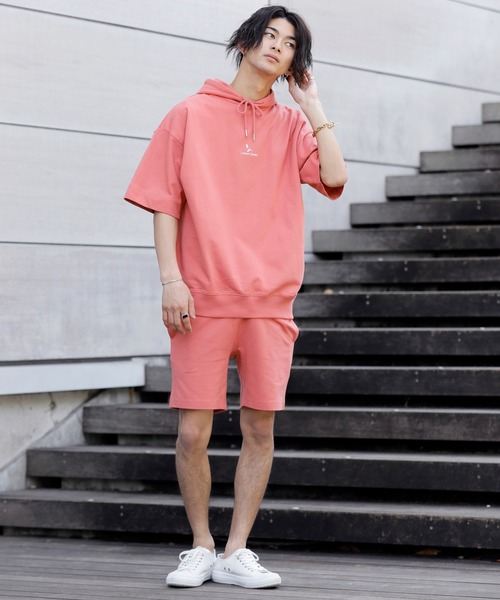 ADMIX/ATELIER SAB MEN（アドミックスアトリエサブメン）の「【 London Denim × No.sweat コラボ 】ミニ裏毛 オーバーサイズ プルオーバー パーカー（半袖）（パーカー・メンズ・オフホワイト/ブラック/ベージュ/カーキ/ネイビー/サーモンピンク・FREE）」の19枚目の写真