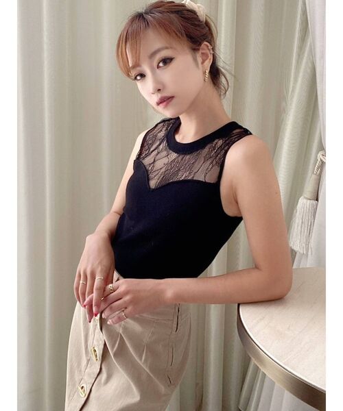 RESEXXY（リゼクシー）の「レース切替ニットトップス（ニット/セーター・レディース・ブラック/レッド/オフホワイト・FREE）」の11枚目の写真