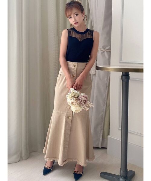 RESEXXY（リゼクシー）の「レース切替ニットトップス（ニット/セーター・レディース・ブラック/レッド/オフホワイト・FREE）」の5枚目の写真