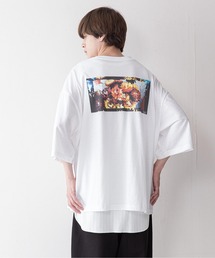 【UNIIT】ドライフラワーバックプリントグラフィックルーズプリントTシャツ