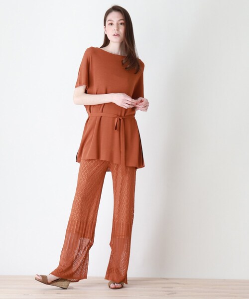 DRESKIP（ドレスキップ）の「◆style zampa for the holidays 【2点SET】チュニックニット×透かしパンツセット（セットアップ・レディース・ダークオレンジ/オフホワイト/ブラック・02）」の10枚目の写真