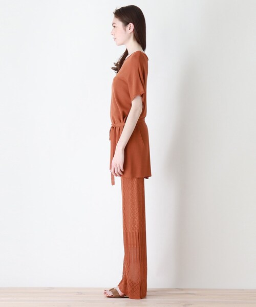 DRESKIP（ドレスキップ）の「◆style zampa for the holidays 【2点SET】チュニックニット×透かしパンツセット（セットアップ・レディース・ダークオレンジ/オフホワイト/ブラック・02）」の11枚目の写真