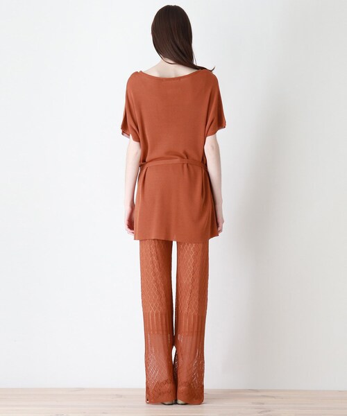 DRESKIP（ドレスキップ）の「◆style zampa for the holidays 【2点SET】チュニックニット×透かしパンツセット（セットアップ・レディース・ダークオレンジ/オフホワイト/ブラック・02）」の12枚目の写真