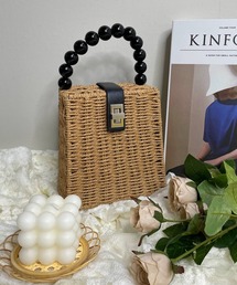 shopnikoniko | ビーズハンドル2wayかごバッグ(かごバッグ)