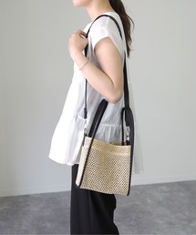 Riberry | エコレザー切替スクエアバッグ(ハンドバッグ)