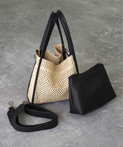 Riberry（リベリー）の「編み上げスクエアバッグ（ハンドバッグ・レディース・ブラック/ホワイト/ブラウン/ベージュ・FREE）」の8枚目の写真