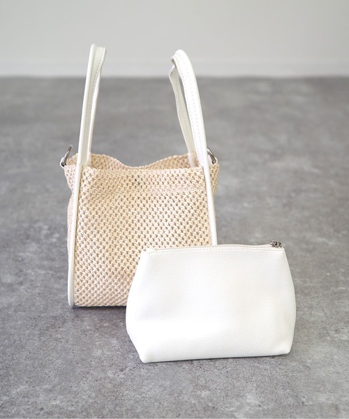 Riberry（リベリー）の「編み上げスクエアバッグ（ハンドバッグ・レディース・ブラック/ホワイト/ブラウン/ベージュ・FREE）」の10枚目の写真