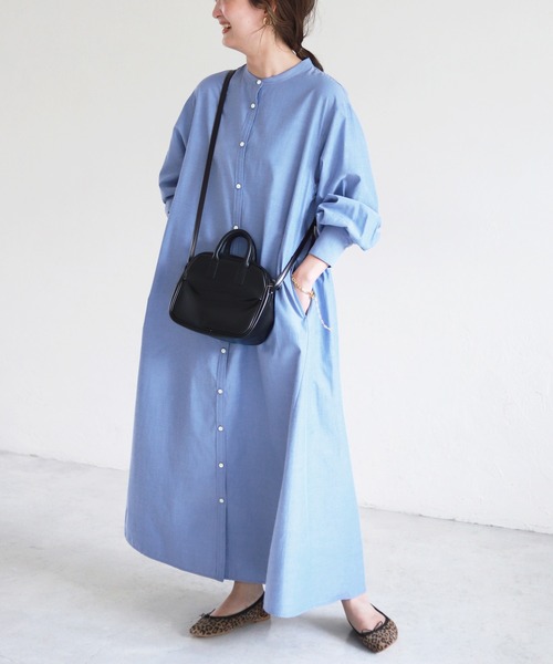 SLOBE IENA(スローブイエナ)の「クレリックシャツワンピース【手洗い可能】◆(ワンピース・レディース・グレー/ブルー/グリーン・FREE)」の15枚目の写真