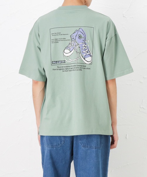 CONVERSE(コンバース)の「CONVERSE コンバース バックシューズプリント 半袖Tシャツ(Tシャツ/カットソー・メンズ・ベージュ/ブラック/グリーン/ホワイト・L/M/XL)」の1枚目の写真