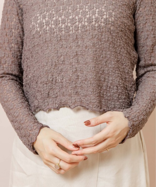 flower（フラワー）の「フラワリーバブルトップ（Tシャツ/カットソー・レディース・アイボリー/ブラウン・FREE）」の3枚目の写真