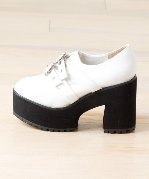 attagirl(アタガール)の「厚底プラットフォームビジューベルトブーティー(ドレスシューズ・レディース・ブラック系その他/ホワイト・S/M/L/LL/3L)」の9枚目の写真