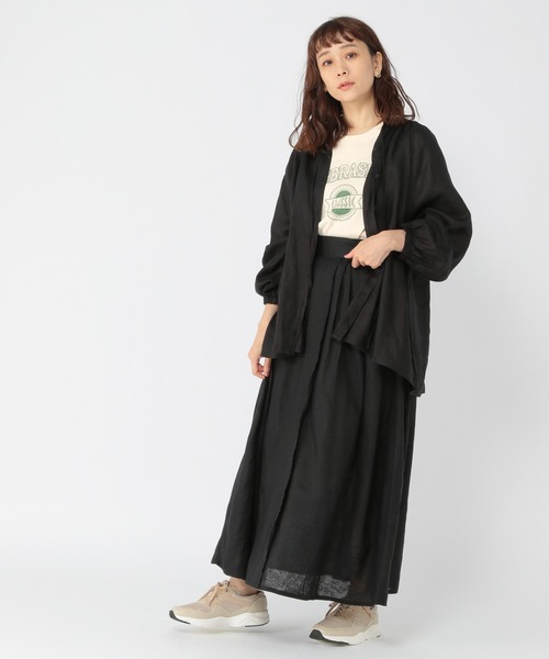 studio CLIP（スタディオクリップ）の「リネン100グルカタックスカート（スカート・レディース・ブラック/イエロー/グリーン・LARGE/MEDIUM）」の14枚目の写真