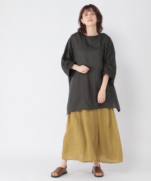 studio CLIP（スタディオクリップ）の「リネン100グルカタックスカート（スカート・レディース・ブラック/イエロー/グリーン・LARGE/MEDIUM）」の5枚目の写真