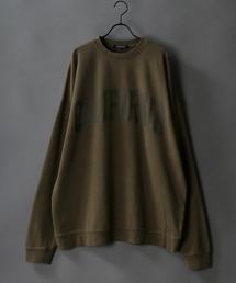 wide silhouette stone wash college print sweat shirt/ワイドシルエット ストーンウォッシュ カレッジロゴ スウェット シャツ/トレーナー