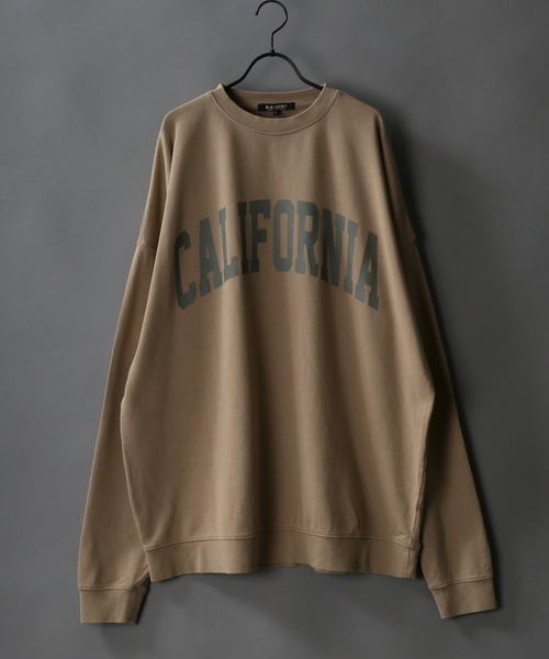 SITRY（シトリー）の「wide silhouette stone wash college print sweat shirt/ワイドシルエット ストーンウォッシュ カレッジロゴ スウェット シャツ/トレーナー（スウェット・メンズ・チャコールグレー/カーキ/グレイッシュベージュ・M/L）」の3枚目の写真