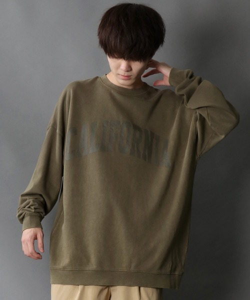 SITRY（シトリー）の「wide silhouette stone wash college print sweat shirt/ワイドシルエット ストーンウォッシュ カレッジロゴ スウェット シャツ/トレーナー（スウェット・メンズ・チャコールグレー/カーキ/グレイッシュベージュ・M/L）」の16枚目の写真