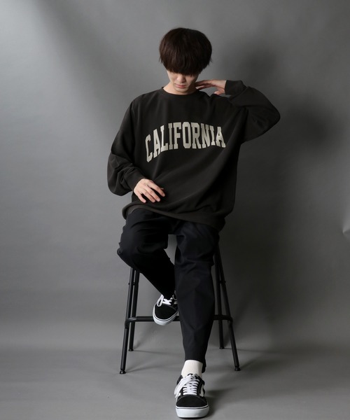 SITRY（シトリー）の「wide silhouette stone wash college print sweat shirt/ワイドシルエット ストーンウォッシュ カレッジロゴ スウェット シャツ/トレーナー（スウェット・メンズ・チャコールグレー/カーキ/グレイッシュベージュ・M/L）」の19枚目の写真
