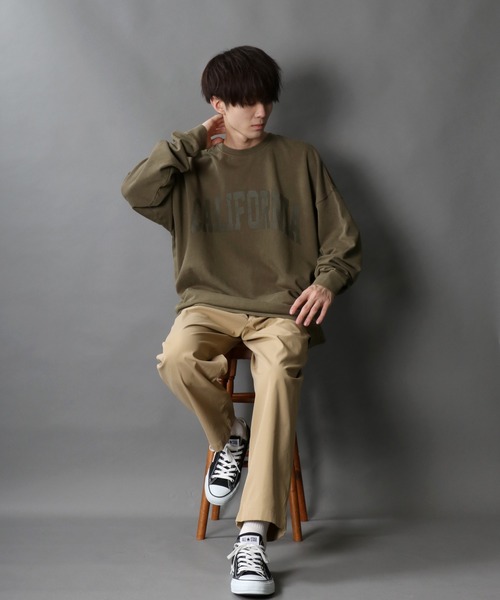 SITRY（シトリー）の「wide silhouette stone wash college print sweat shirt/ワイドシルエット ストーンウォッシュ カレッジロゴ スウェット シャツ/トレーナー（スウェット・メンズ・チャコールグレー/カーキ/グレイッシュベージュ・M/L）」の20枚目の写真