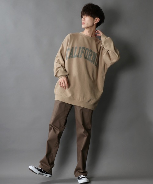 SITRY（シトリー）の「wide silhouette stone wash college print sweat shirt/ワイドシルエット ストーンウォッシュ カレッジロゴ スウェット シャツ/トレーナー（スウェット・メンズ・チャコールグレー/カーキ/グレイッシュベージュ・M/L）」の22枚目の写真
