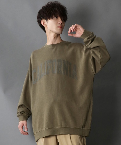 SITRY（シトリー）の「wide silhouette stone wash college print sweat shirt/ワイドシルエット ストーンウォッシュ カレッジロゴ スウェット シャツ/トレーナー（スウェット・メンズ・チャコールグレー/カーキ/グレイッシュベージュ・M/L）」の15枚目の写真