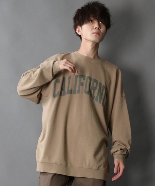 SITRY（シトリー）の「wide silhouette stone wash college print sweat shirt/ワイドシルエット ストーンウォッシュ カレッジロゴ スウェット シャツ/トレーナー（スウェット・メンズ・チャコールグレー/カーキ/グレイッシュベージュ・M/L）」の13枚目の写真