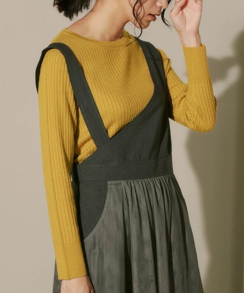 Bou Jeloud（ブージュルード）の「ヒートラウンドネック肩釦リブニット（ニット/セーター・レディース・ブルー/A/アイボリー/ブラック/イエロー/グレー/レッド/ブラウン・FREE）」の6枚目の写真