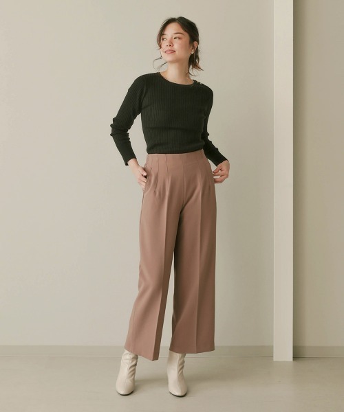 Bou Jeloud（ブージュルード）の「ヒートラウンドネック肩釦リブニット（ニット/セーター・レディース・ブルー/A/アイボリー/ブラック/イエロー/グレー/レッド/ブラウン・FREE）」の11枚目の写真