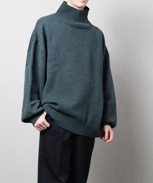 Bling Leads（ブリングリーズ）の「【Bling Leads】5ゲージ　オーバーサイズハイネックニット（ニット/セーター・レディース・ブラック/ベージュ/ブラウン/グリーン/チャコール・LARGE/MEDIUM/X-LARGE/SMALL）」の5枚目の写真