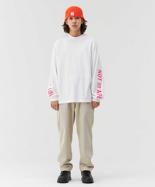 Not So Ape（ノットソーエイプ）の「スリーブロゴ モックネック Tシャツ（Tシャツ/カットソー・メンズ・ホワイト/ブラック/ベージュ・MEDIUM/LARGE/X-LARGE）」の4枚目の写真