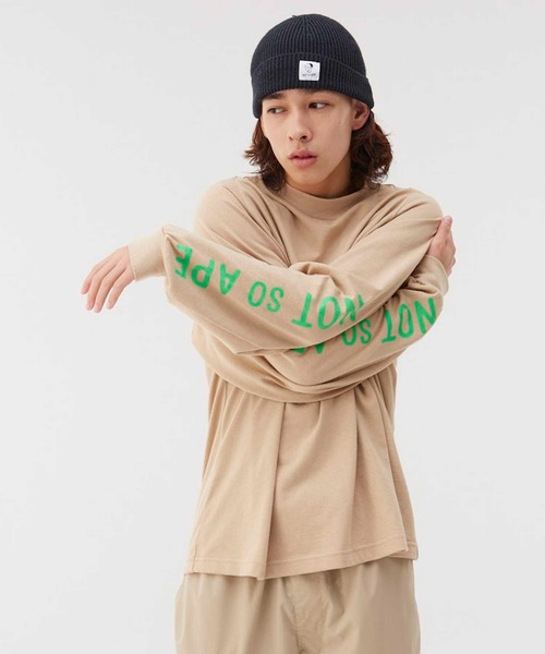 Not So Ape（ノットソーエイプ）の「スリーブロゴ モックネック Tシャツ（Tシャツ/カットソー・メンズ・ホワイト/ブラック/ベージュ・MEDIUM/LARGE/X-LARGE）」の10枚目の写真