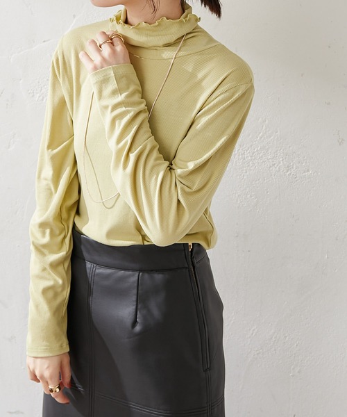 DISCOAT（ディスコート）の「ソフトリブタートルロングスリーブ（Tシャツ/カットソー・レディース・ブラック/モカ/ライム/アイボリー/オフホワイト・FREE）」の15枚目の写真