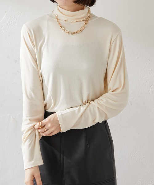 DISCOAT（ディスコート）の「ソフトリブタートルロングスリーブ（Tシャツ/カットソー・レディース・ブラック/モカ/ライム/アイボリー/オフホワイト・FREE）」の11枚目の写真