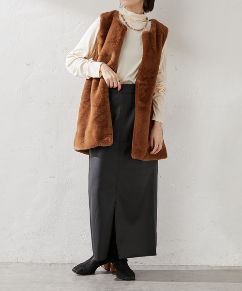 DISCOAT（ディスコート）の「ソフトリブタートルロングスリーブ（Tシャツ/カットソー・レディース・ブラック/モカ/ライム/アイボリー/オフホワイト・FREE）」の16枚目の写真