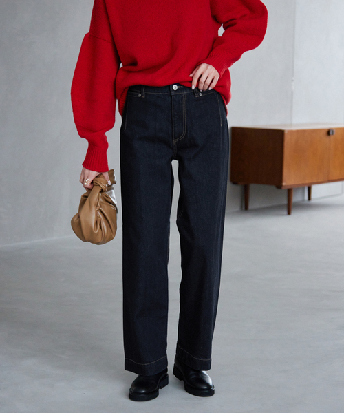 SLOBE IENA（スローブイエナ）の「LE DENIM バギーパンツ【洗濯機使用可能】◆（デニムパンツ・レディース・ナチュラル/ネイビー/ブルー系その他・34/40/38/36）」の2枚目の写真