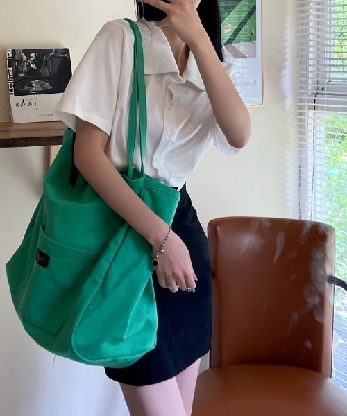 KOR（ケーオーアール）の「キャンバスカラートートバッグ（トートバッグ・レディース・イエロー/グリーン/オレンジ/ピンク・FREE）」の10枚目の写真