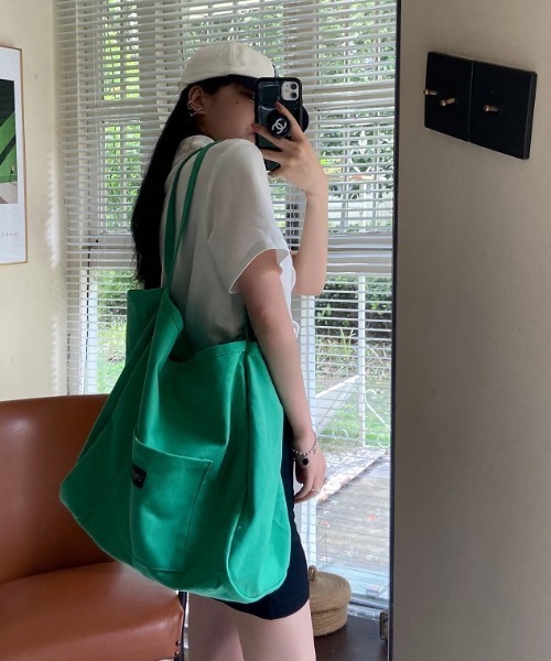 KOR（ケーオーアール）の「キャンバスカラートートバッグ（トートバッグ・レディース・イエロー/グリーン/オレンジ/ピンク・FREE）」の9枚目の写真