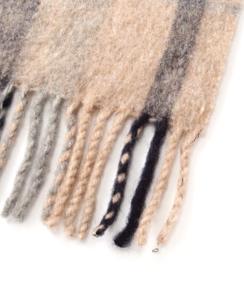 N.（N. Natural Beauty Basic）（エヌエヌナチュラルビューティーベーシック）の「◆フリンジチェックストール（ストール/ショール・レディース・ベージュ系その他・ﾌﾘ-）」の6枚目の写真