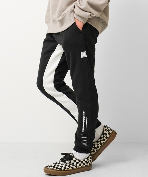 RAT EFFECT(ラットエフェクト)の「裏起毛マチ付パンツ(スウェットパンツ・キッズ・ブラック×ホワイト/ブラック×ブラック・120/130/140/150/160/170)」の2枚目の写真