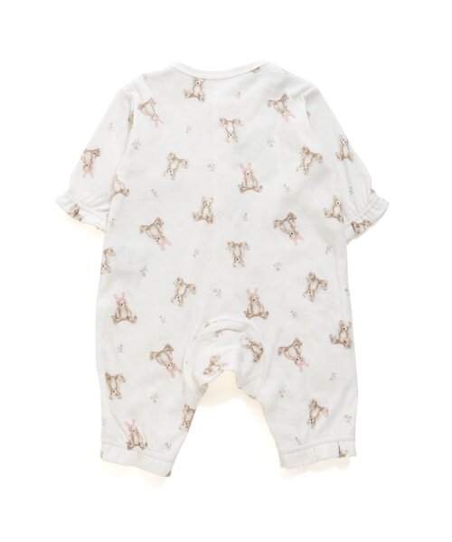 Ampersand（アンパサンド）の「前開き総柄カバーオール（くまモチーフ柄）（ロンパース・キッズ・オフホワイト/ピンク・80/60/70）」の5枚目の写真