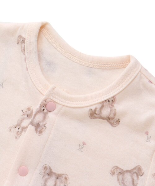 Ampersand（アンパサンド）の「前開き総柄カバーオール（くまモチーフ柄）（ロンパース・キッズ・オフホワイト/ピンク・80/60/70）」の7枚目の写真