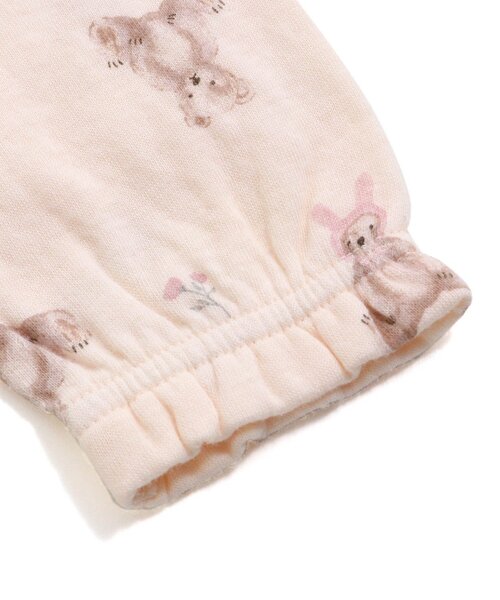 Ampersand（アンパサンド）の「前開き総柄カバーオール（くまモチーフ柄）（ロンパース・キッズ・オフホワイト/ピンク・80/60/70）」の8枚目の写真